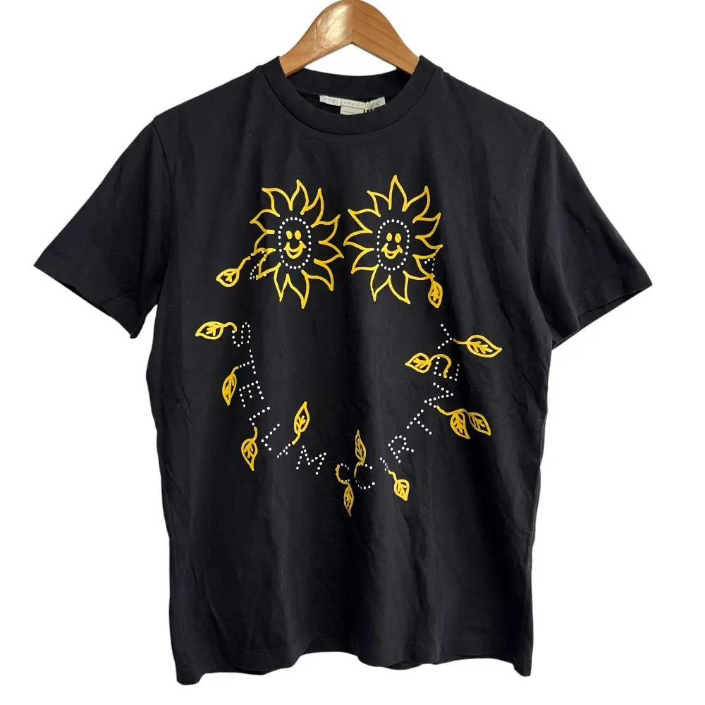 STELLA McCARTNEY ステラマッカートニー 半袖 クルーネック ロゴ プリント Tシャツ カットソー 34 ブラック