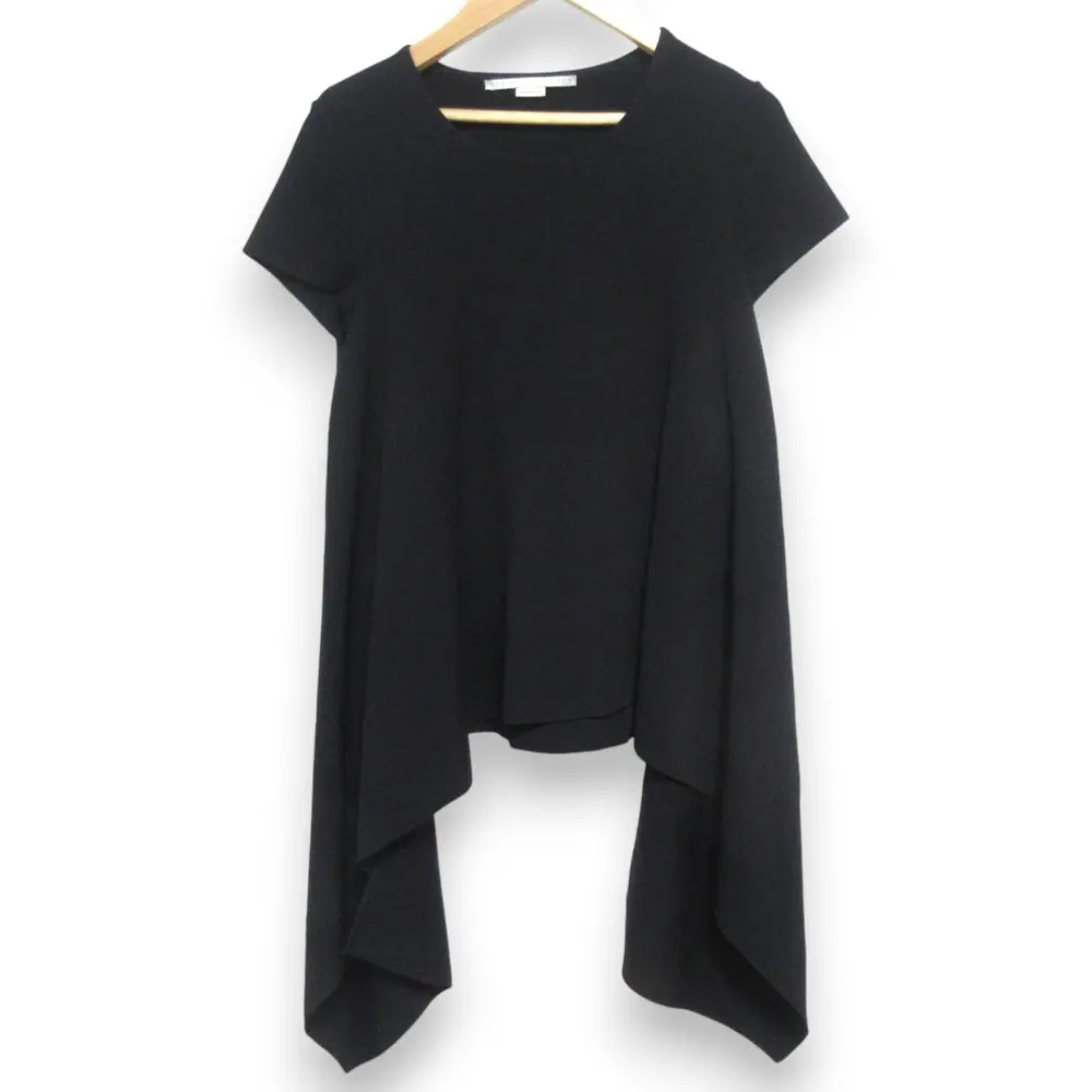 20SS STELLA McCARTNEY ステラマッカートニー サイドフレア アシンメトリー プルオーバー 半袖 ニット カットソー 38 ブラック