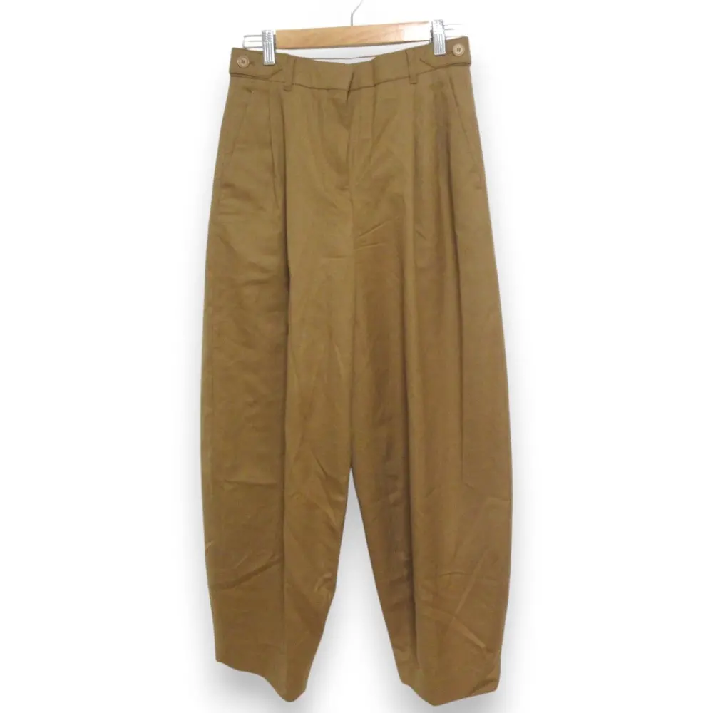 STELLA McCARTNEY ステラマッカートニー 2023年モデル ウール100％ ツータック ワイドテーパードパンツ サイズ36 キャメル ブラウン系
