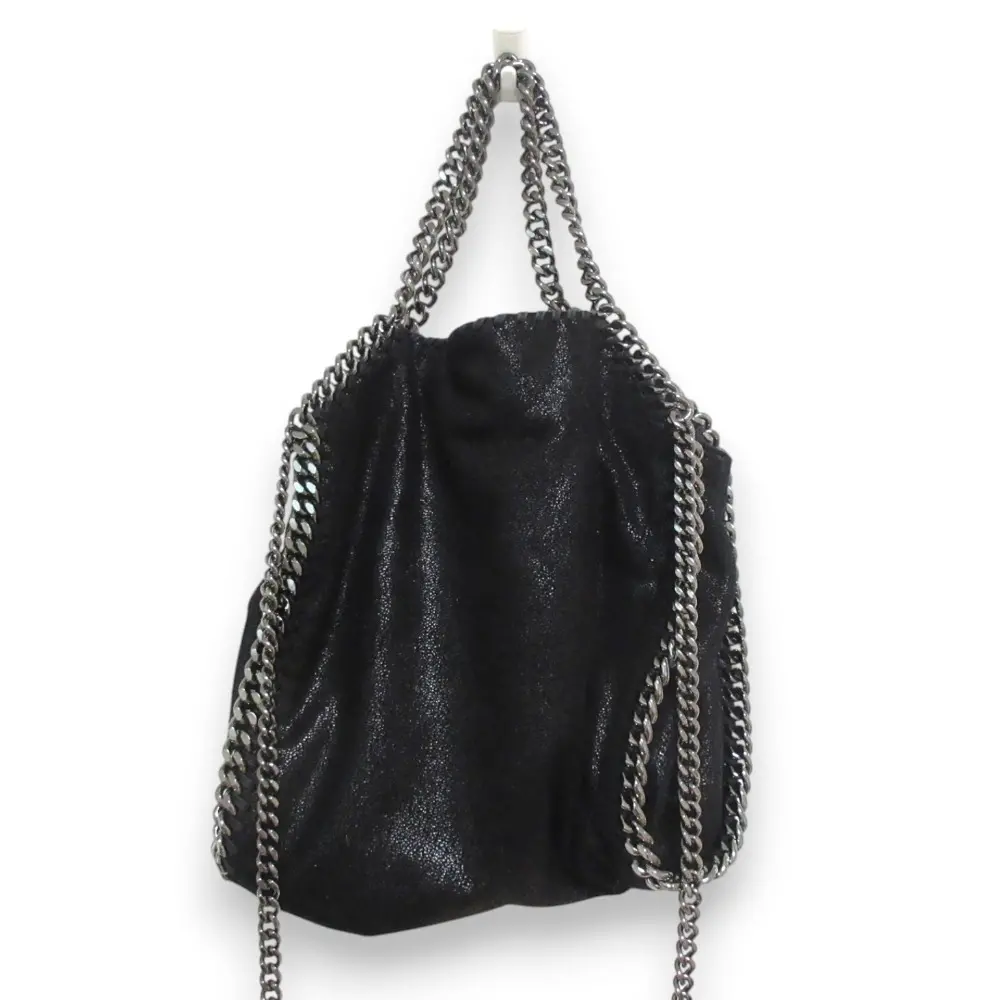 STELLA McCARTNEY ステラマッカートニー ミニファラベラ 2Way チェーン ショルダー ハンドバッグ ブラック×シルバー金具