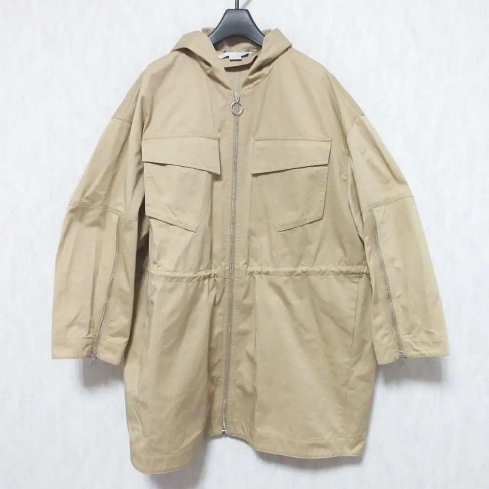 20SS STELLA McCARTNEY ステラマッカートニー アームロゴ ジップジャケット フーディーコート 36 ライトブラウン