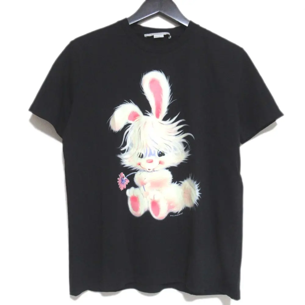STELLA McCARTNEY ステラマッカートニー 2022年モデル ラビットプリント 半袖 クルーネック Tシャツ 34サイズ ブラック