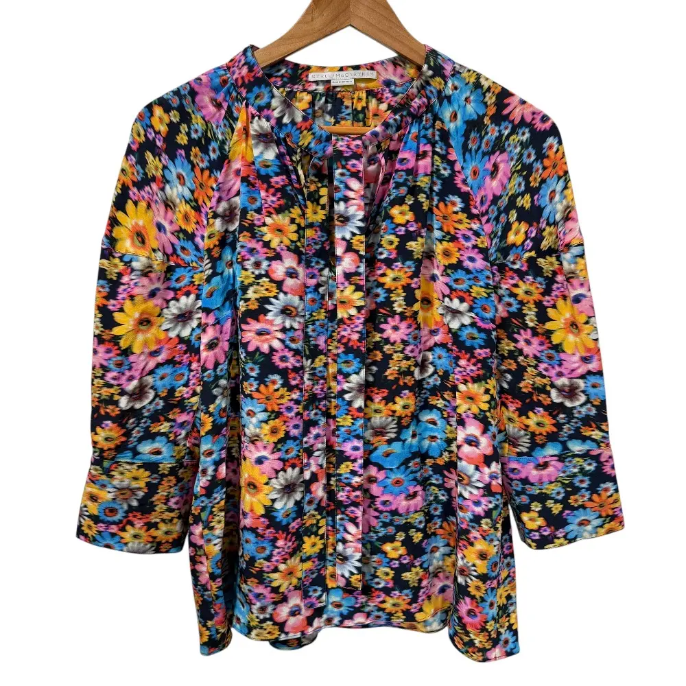 STELLA McCARTNEY ステラマッカートニー シルク100％ フラワープリント ボウタイブラウス 38 マルチカラー