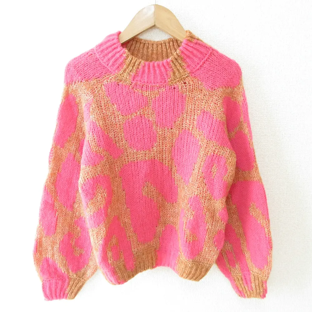 STELLA McCARTNEY ステラマッカートニー アルパカブレンド レオパード柄 プルオーバー ニット セーター 36 ピンク×オレンジ