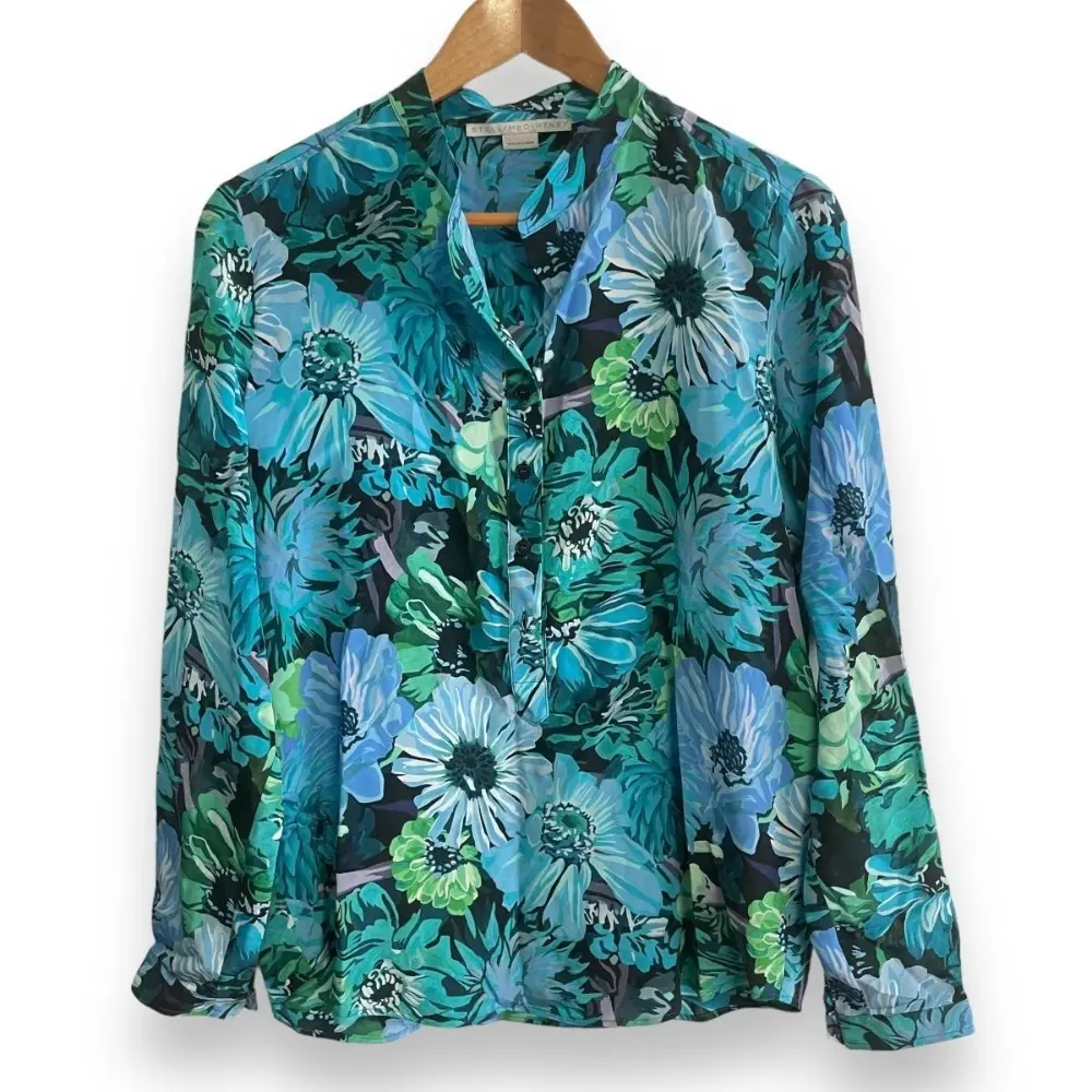 STELLA McCARTNEY ステラマッカートニー 2022年製 フラワープリント シルク100％ プルオーバー シャツ ブラウス 38 マルチカラー