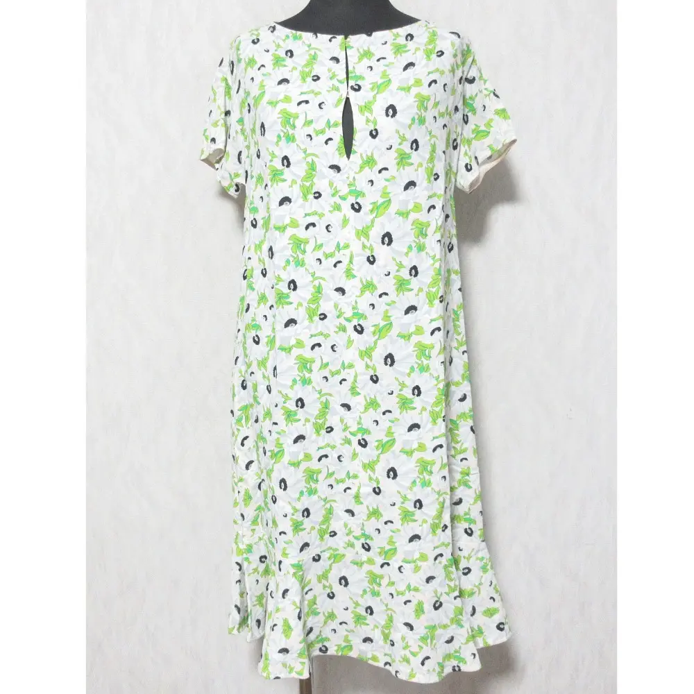 STELLA McCARTNEY ステラマッカートニー フラワープリント 花柄 半袖 ひざ丈 フレアヘム ワンピース ドレス 36 グリーン系