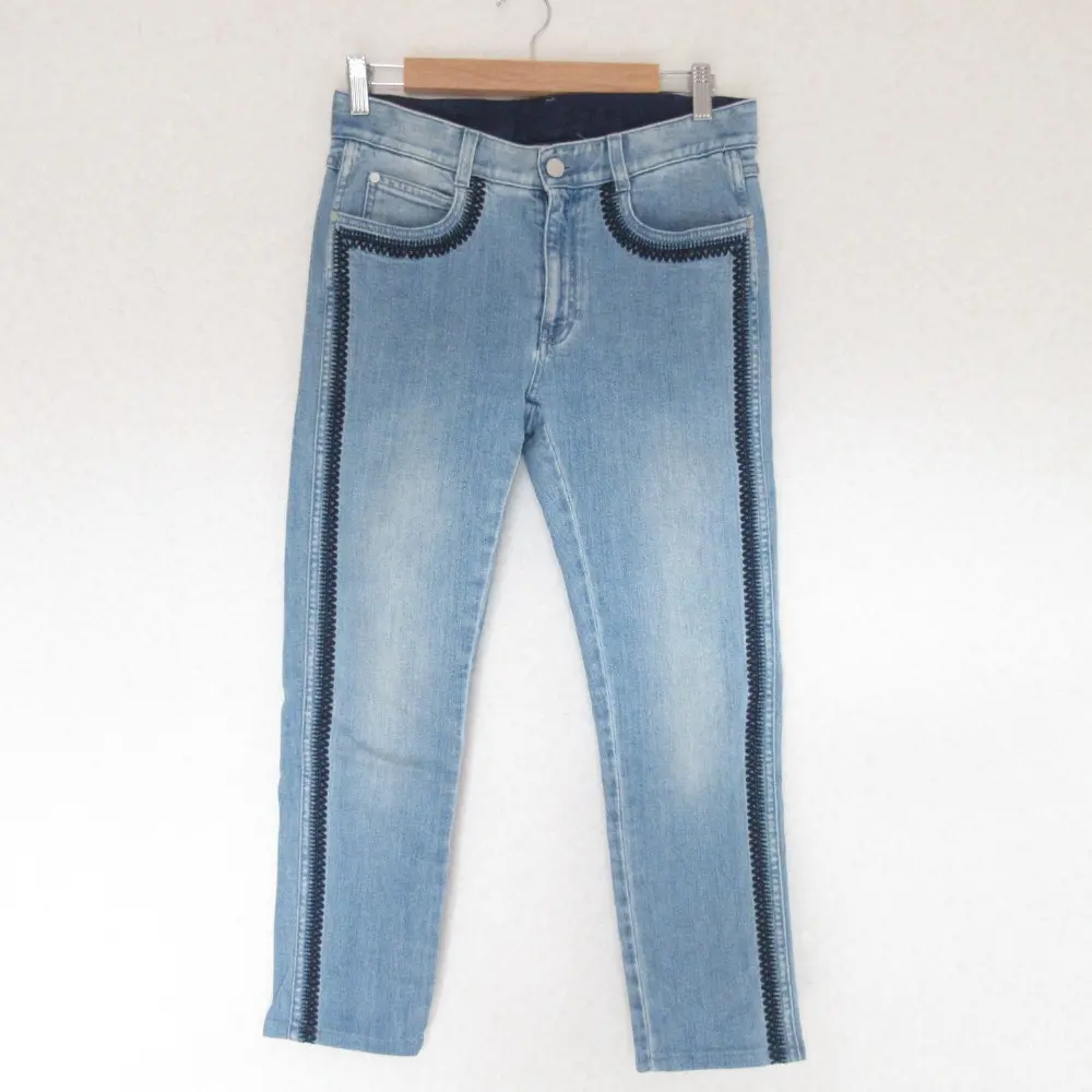 STELLA McCARTNEY ステラマッカートニー ストレッチ 刺繡デザイン テーパード デニムパンツ ジーンズ W25 ブルー