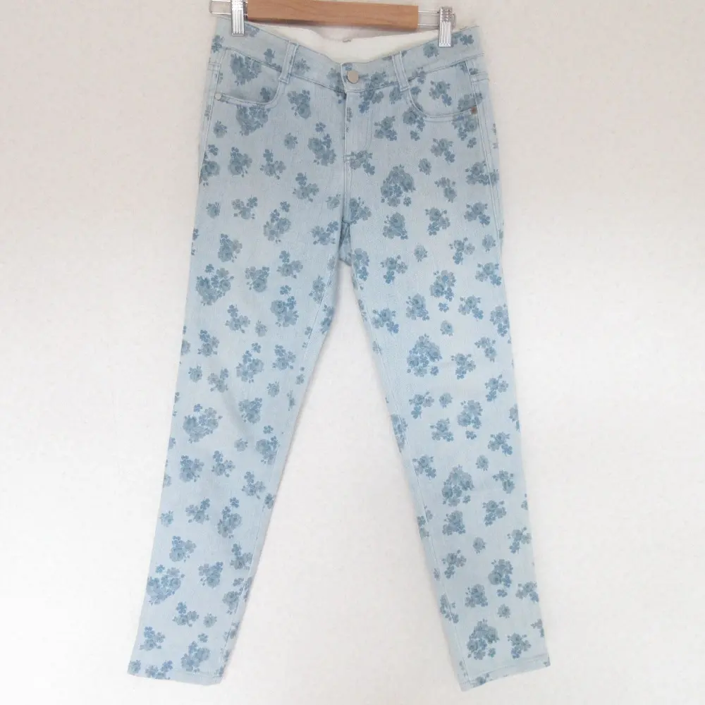 STELLA McCARTNEY ステラマッカートニー フラワープリント ストレッチ スキニー デニムパンツ ジーンズ W27 ライトブルー
