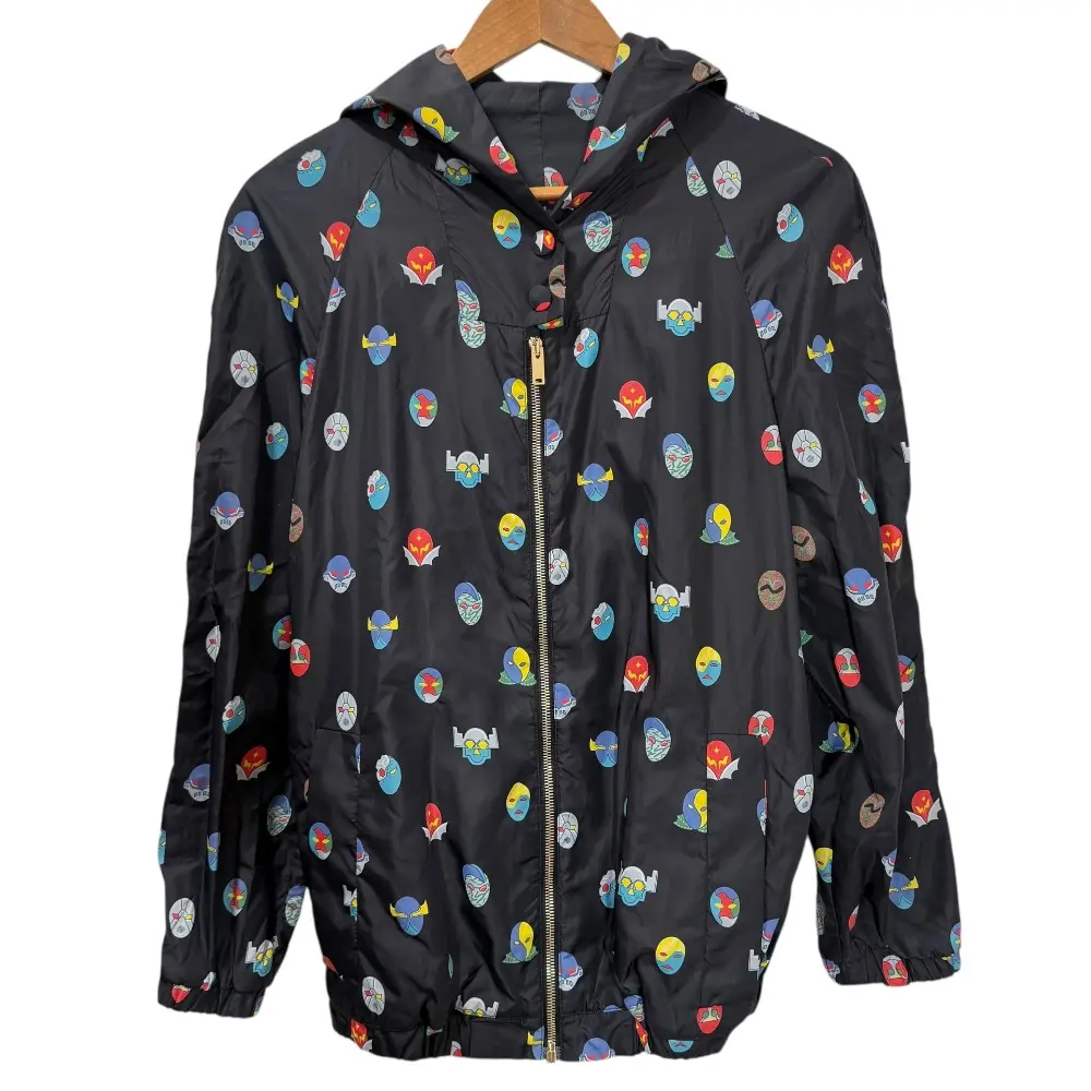 クリーニング済み STELLA McCARTNEY ステラマッカートニー 宇宙人柄 ナイロンパーカー ブルゾン ジャケット 36 ブラック