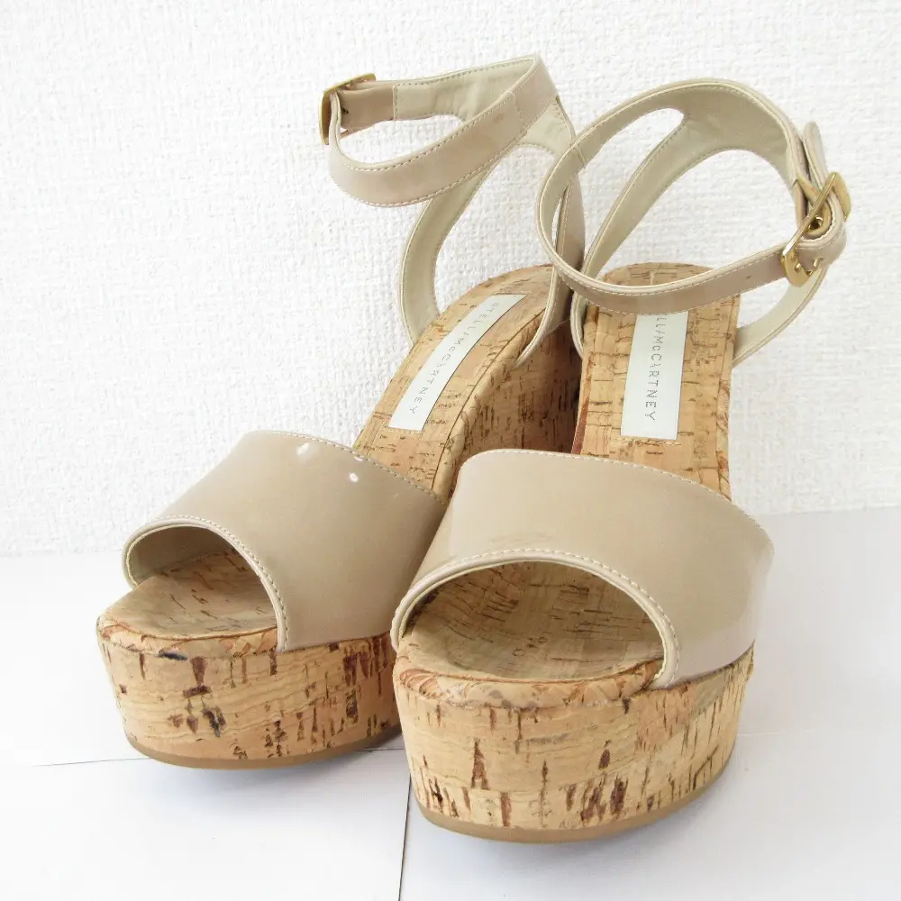 Stella McCartney ステラマッカートニー コルクソール ハイヒール ストラップ サンダル 37 24cm相当 ベージュ