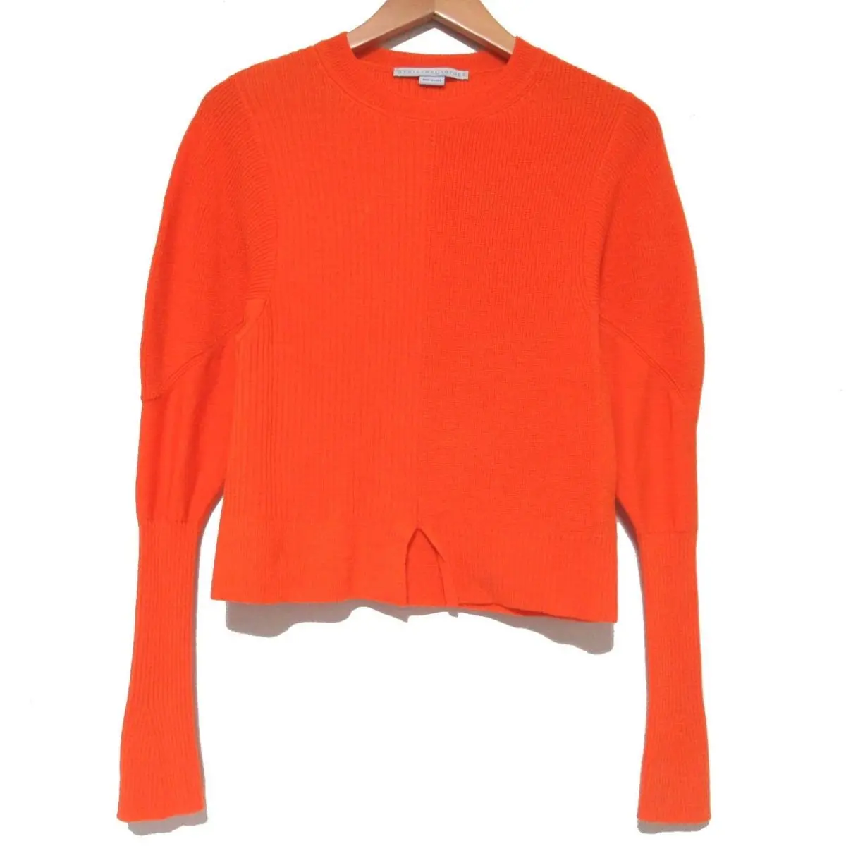 STELLA McCARTNEY ステラマッカートニー バージンウール クルーネック 長袖 デザイン リブニット セーター 34 オレンジ