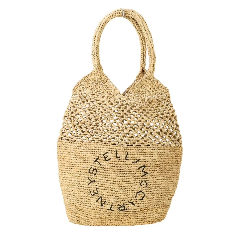 STELLA McCARTNEY ステラマッカートニー Raffia Mini ラフィア ロゴ かごバッグ ハンドバッグ ナチュラル