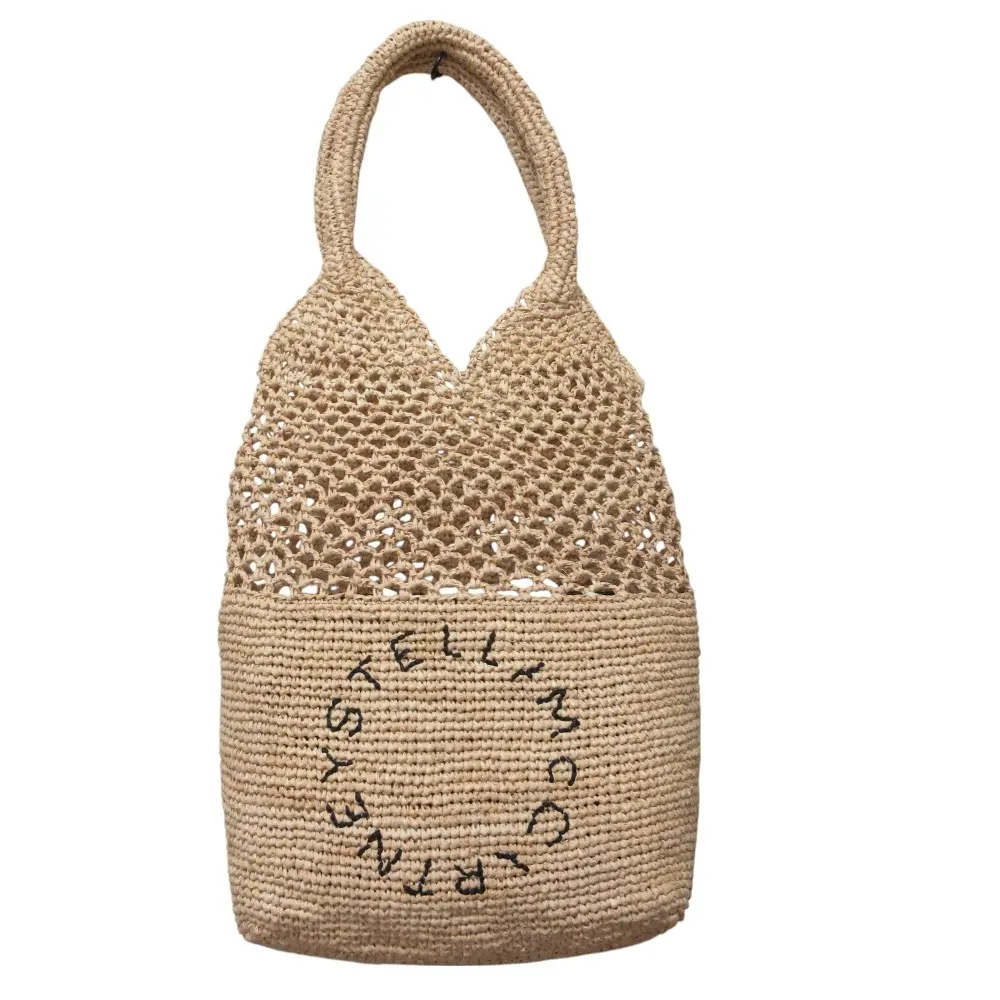 Stella McCartney ステラマッカートニー ラフィア ロゴ トートバッグ ショルダーバッグ ナチュラル