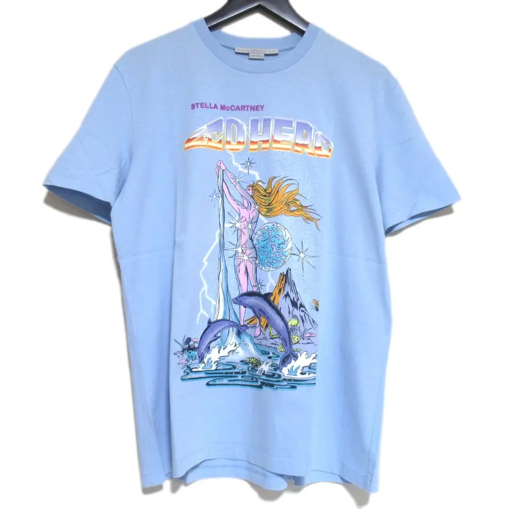 21AW STELLA McCARTNEY ステラマッカートニー Eco Hero プリント 半袖 Tシャツ カットソー サイズ40 ライトブルー