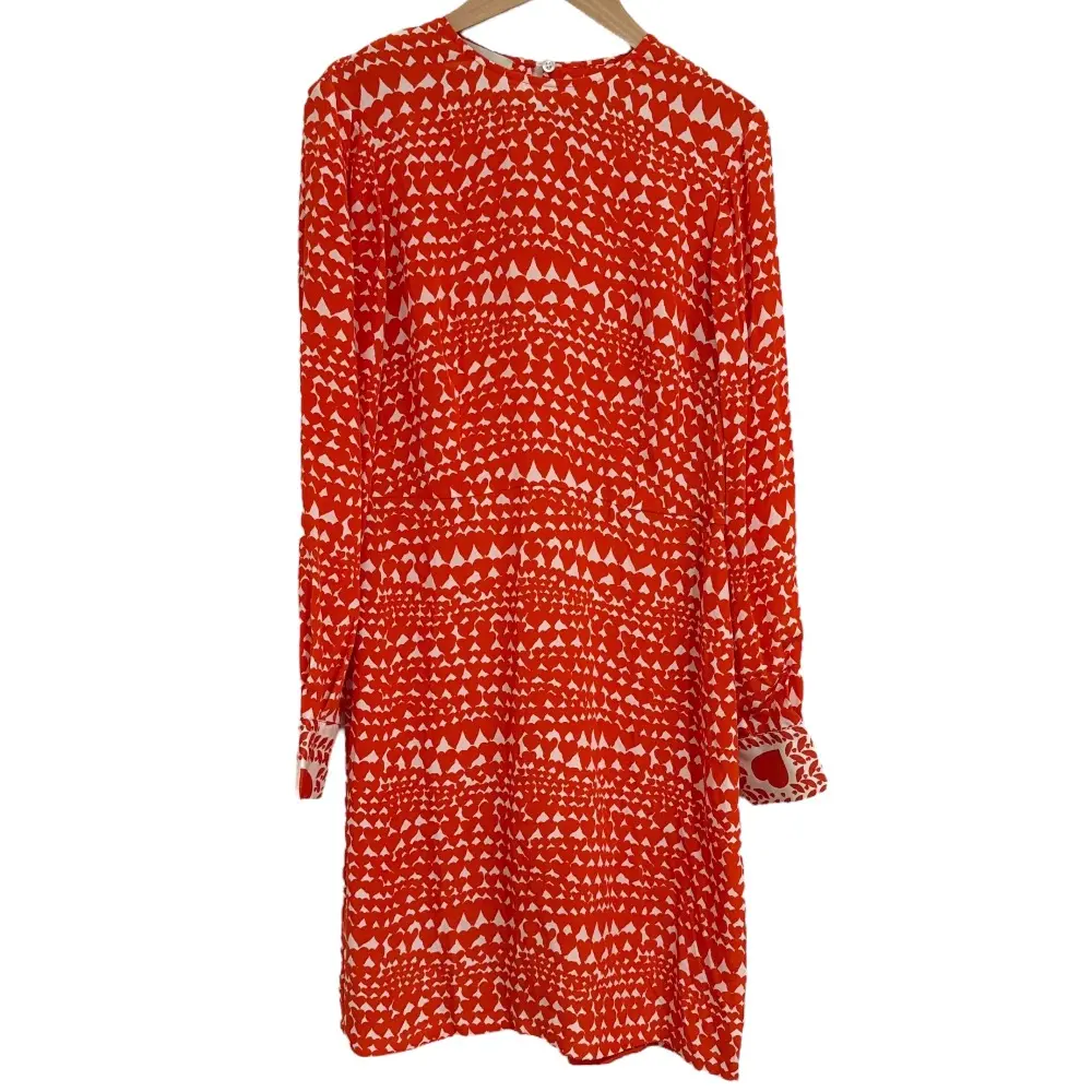 STELLA McCARTNEY ステラマッカートニー ハート柄 シルク100％ 長袖 ひざ丈 ワンピース 36 レッド