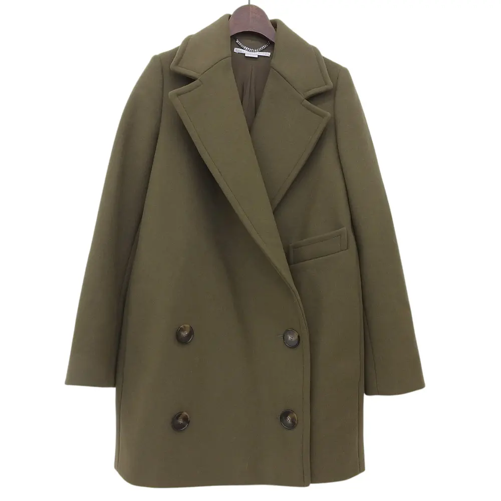 STELLA McCARTNEY ステラマッカートニー ウール ダブルブレスト チェスターコート サイズ36 カーキ