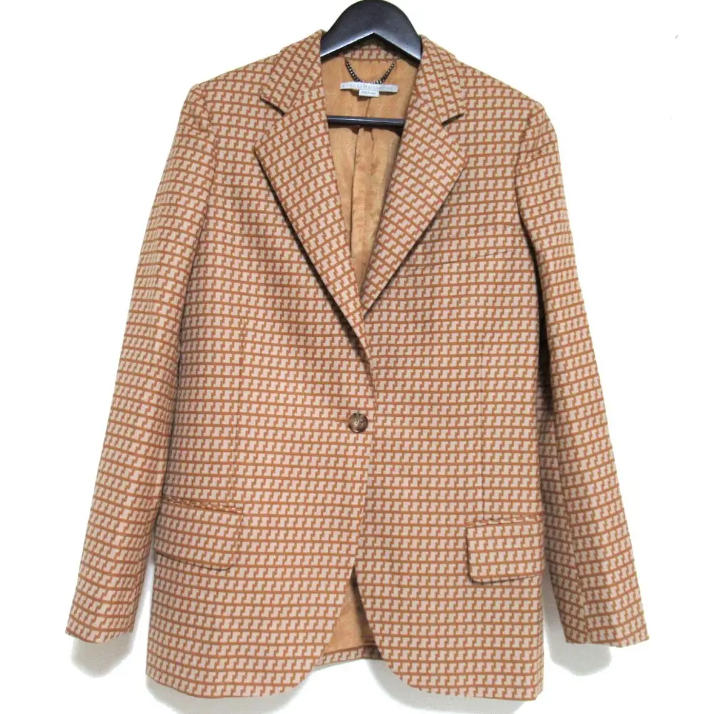 STELLA McCARTNEY ステラマッカートニー ジャガード 1B シングル テーラードジャケット サイズ34 ベージュ×ブラウン