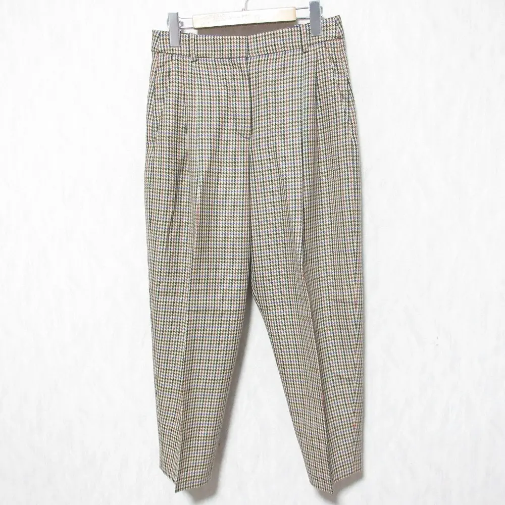 Stella McCartney ステラマッカートニー 千鳥格子 ツータック スラックスパンツ サイズ38 ベージュ