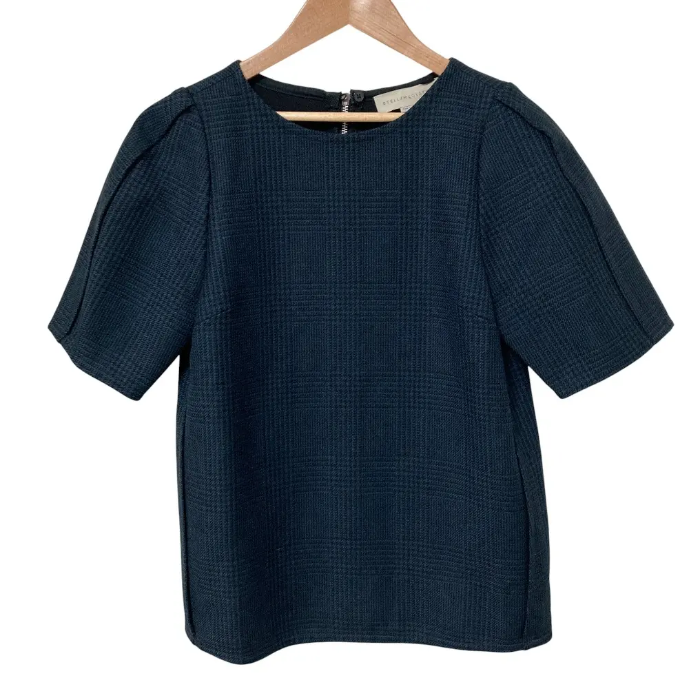 STELLA McCARTNEY ステラマッカートニー 千鳥チェック バックファスナーブラウス 38サイズ ネイビー ブラック