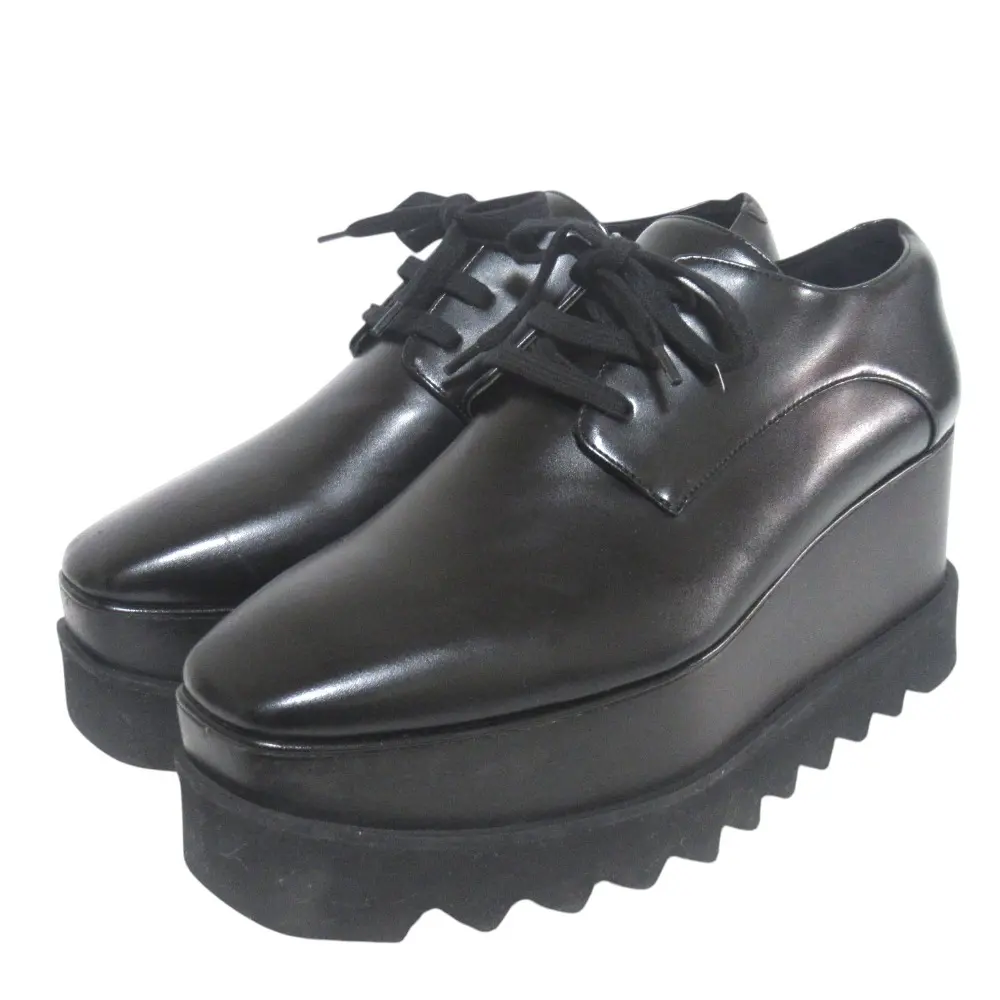 STELLA McCARTNEY ステラマッカートニー エリス 厚底 プラットフォームシューズ ダービーシューズ 468297 37 24cm ブラック