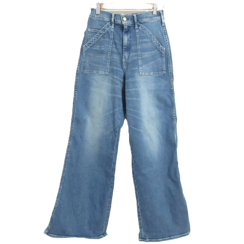 24SS SURT サート カットオフ レザーパッチ ベイカーデニムパンツ ジーンズ サイズS ブルー