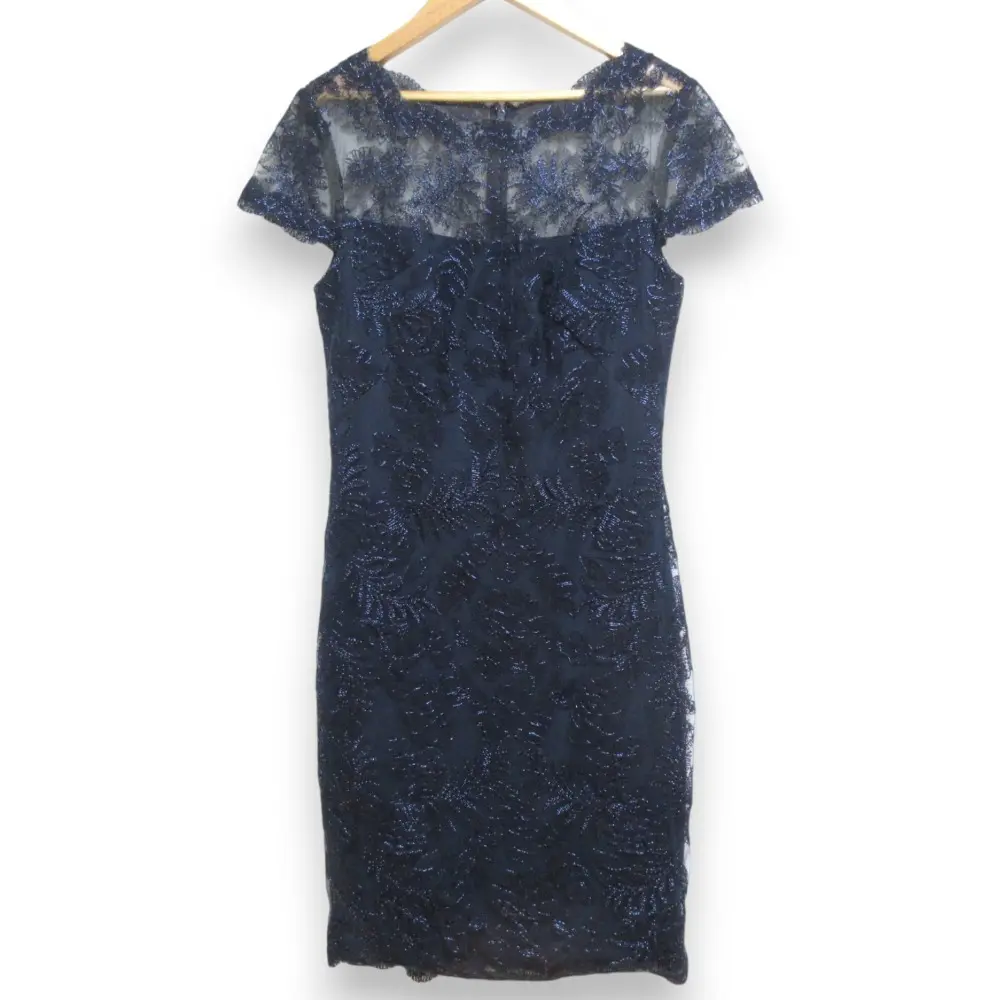 タダシショージ　ワンピース TADASHI SHOJI タダシショージ コード刺繍レース シアー 半袖 ミモレ丈