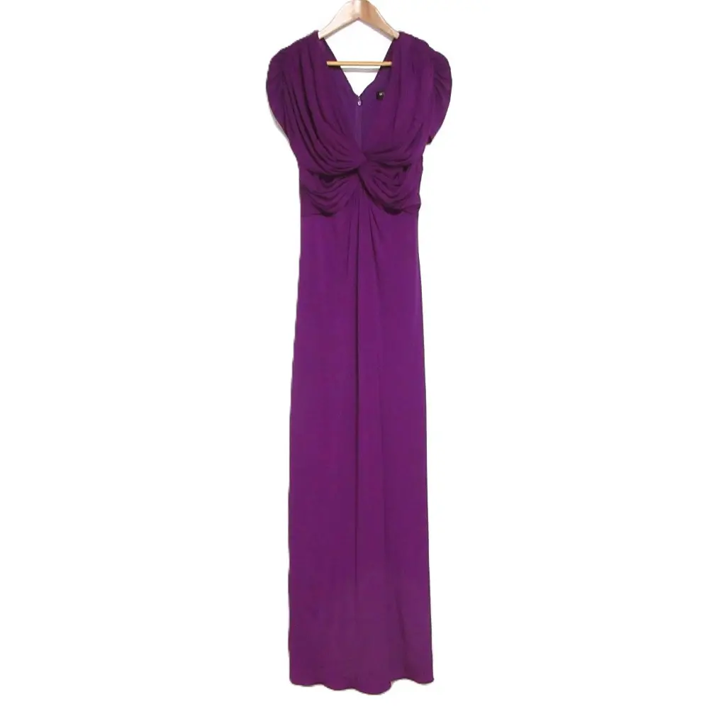 TADASHI SHOJI タダシショージ ストレッチ マキシ丈 ノースリーブ ドレス ワンピース M パープル