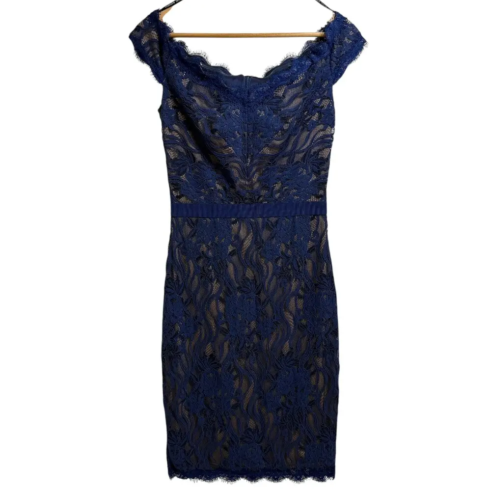 TADASHI SHOJI レースワンピース サイズ2 TADASHI SHOJI タダシショージ 半袖 フラワーレースワンピース サイズ2