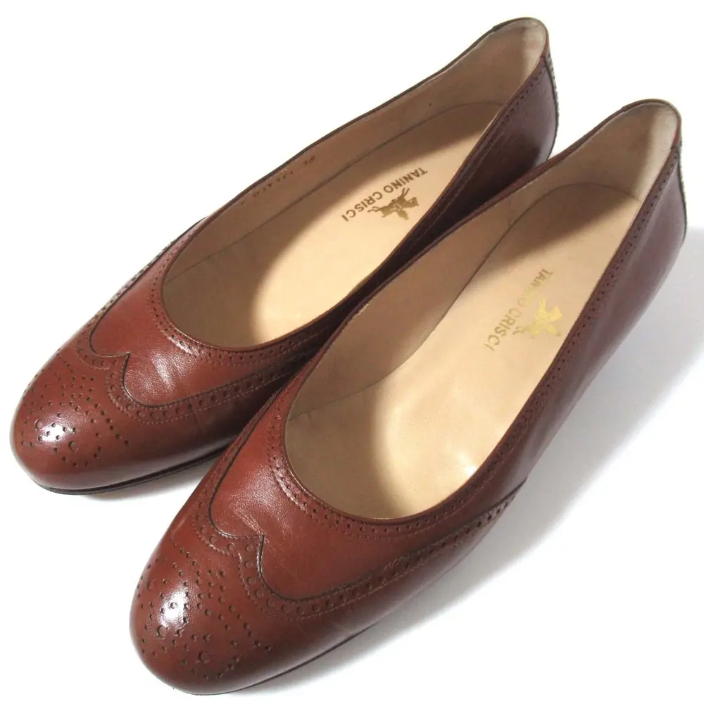 TANINO CRISCI タニノクリスチー レザー ウィングチップ パンプス 38サイズ 24.5cm相当 ブラウン