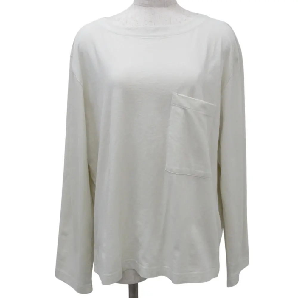 クリーニング済み THE ROW ザロウ ボートネック ポケット 長袖 Tシャツ カットソー S アイボリー