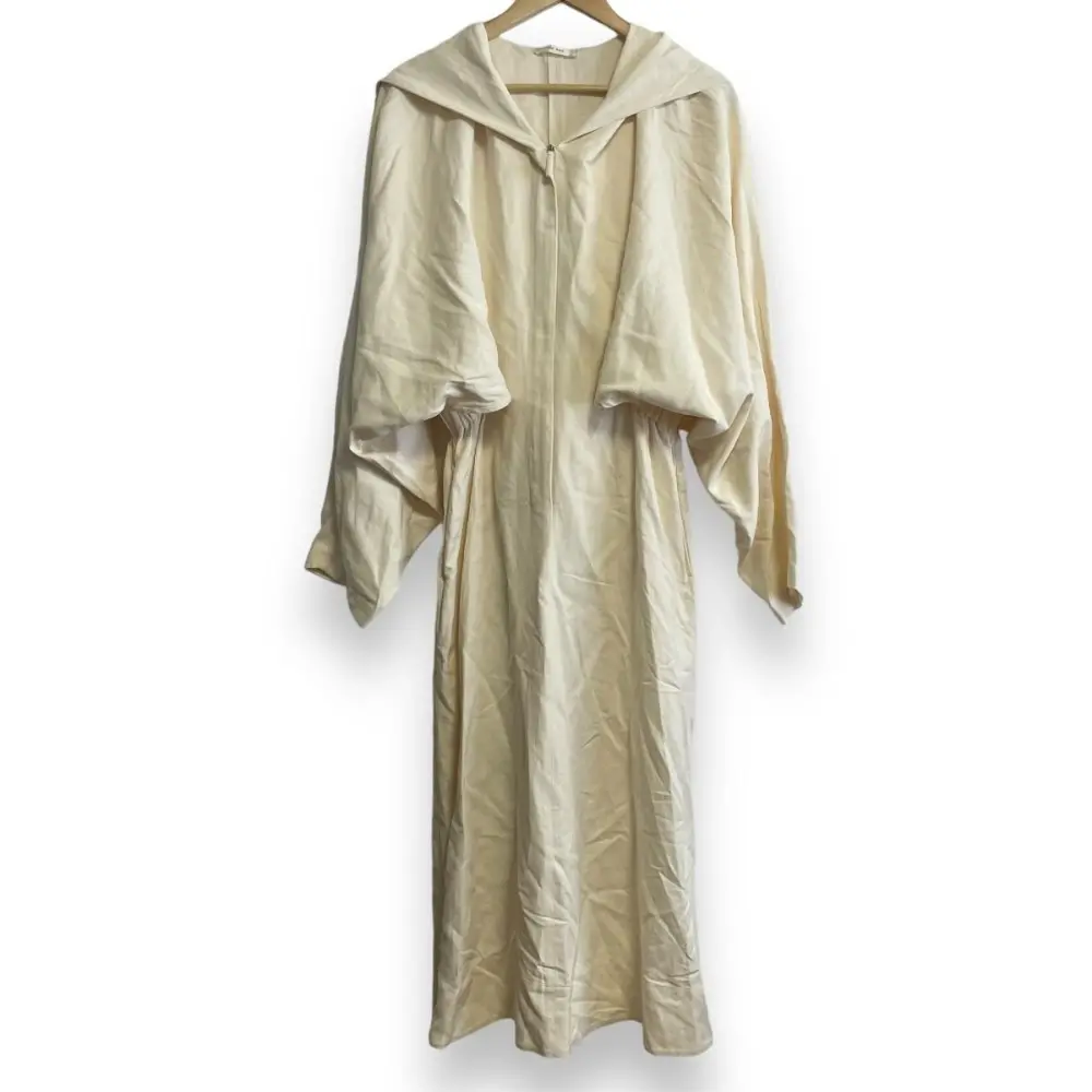 THE ROW ザロウ シルク×リネン 長袖 ドルマンスリーブ マキシ丈 フード付き ワンピース 2 キナリ