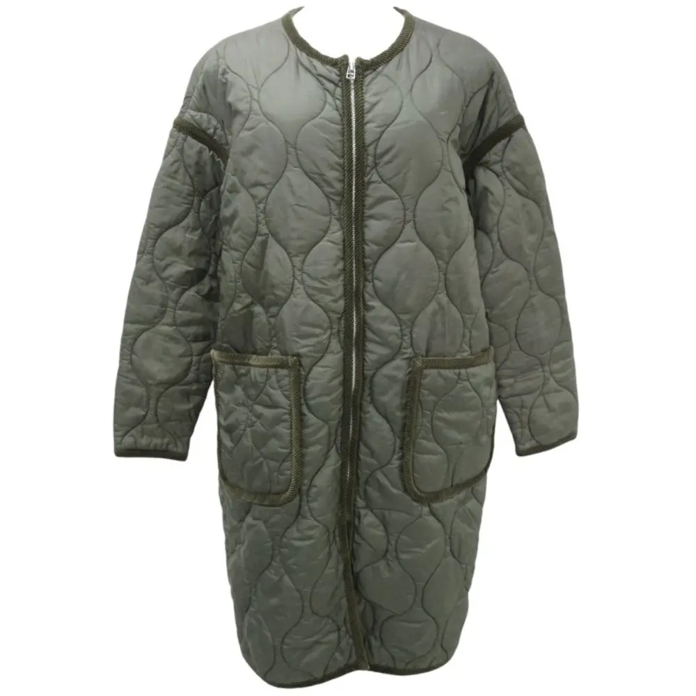 THE SHINZONE シンゾーン ジップアップ キルティング ミリタリーノーカラーコート サイズF カーキ