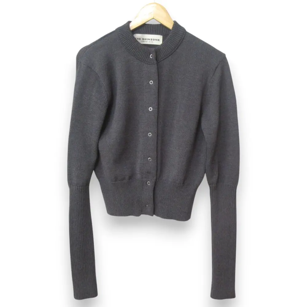 23AW THE SHINZONE シンゾーン LONG RIB CARDIGAN ロングスリーブ リブニット カーディガン 23AMSNI05 サイズF グレー