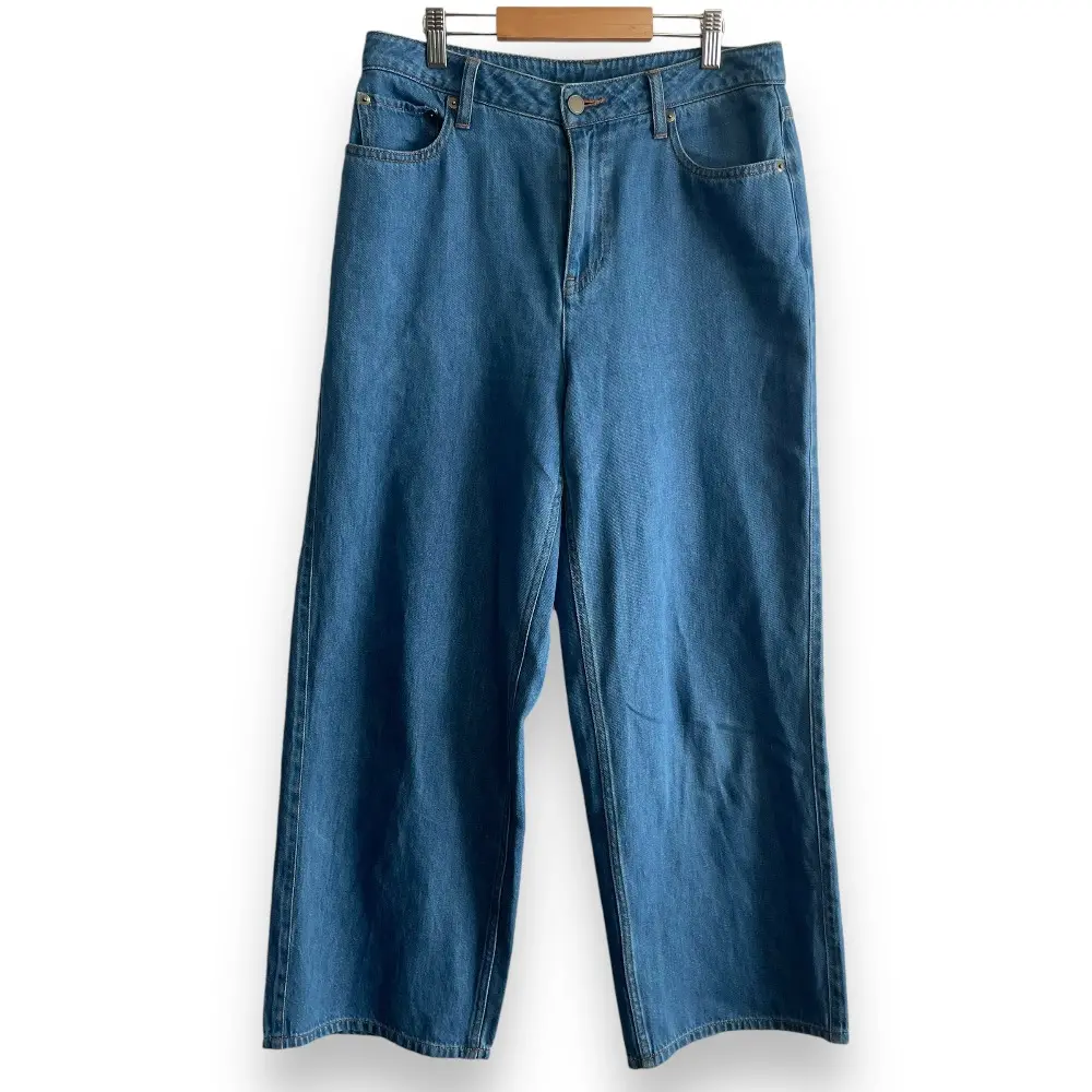 23SS Theory luxe セオリーリュクス LINO DENIM CARMIE リネンブレンド ワイド デニムパンツ ジーンズ 大きいサイズ 42 ブルー