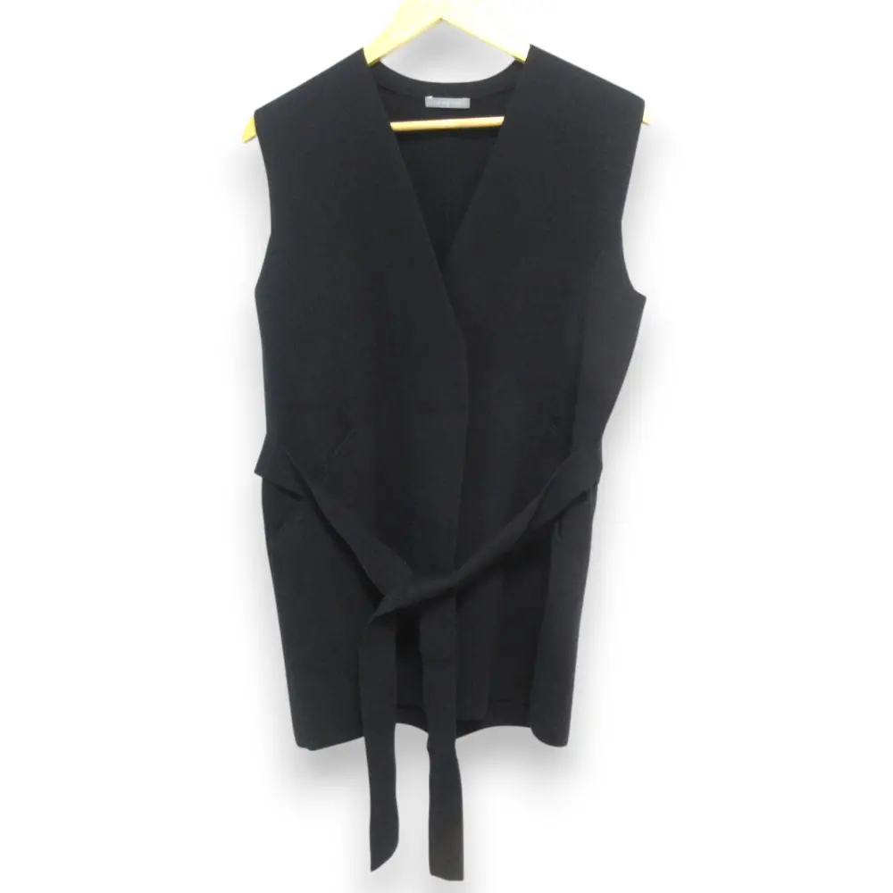 24SS Theory luxe セオリーリュクス Fulton Glace Vネック ベルトリボン ニットベスト ジレ 38 ブラック