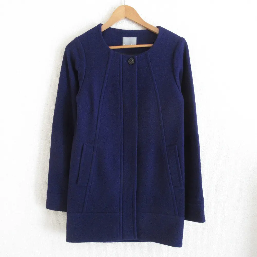 theory luxe セオリーリュクス ミドル丈 ノーカラーコート ジャケット 38 パープル