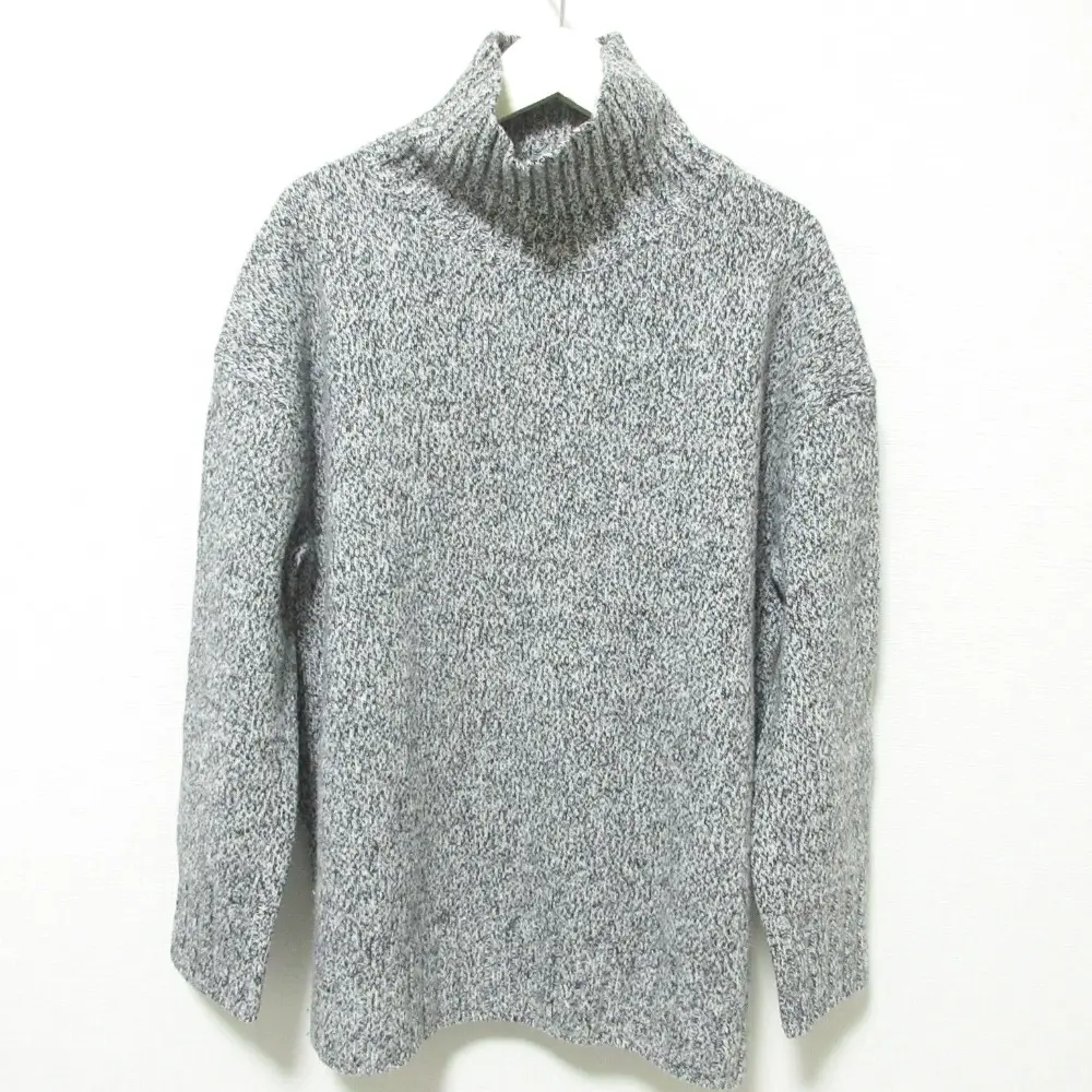 22AW Theory luxe セオリーリュクス MISTO TERRY カシミヤブレンド サイドスリット ハイネック ニット セーター 38 グレー