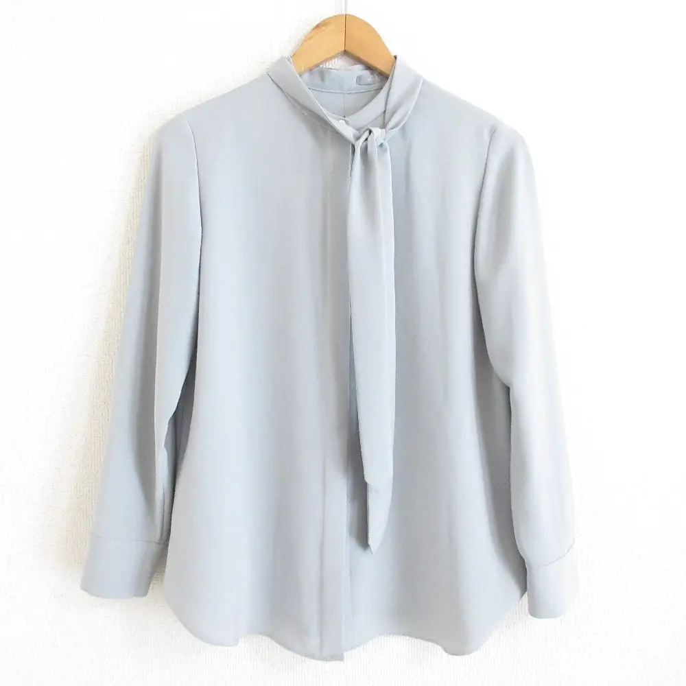 22AW theory luxe セオリーリュクス MARVINE JENS 長袖 ロングスリーブ ボウタイ バンドカラーシャツ ブラウス 36 グレー