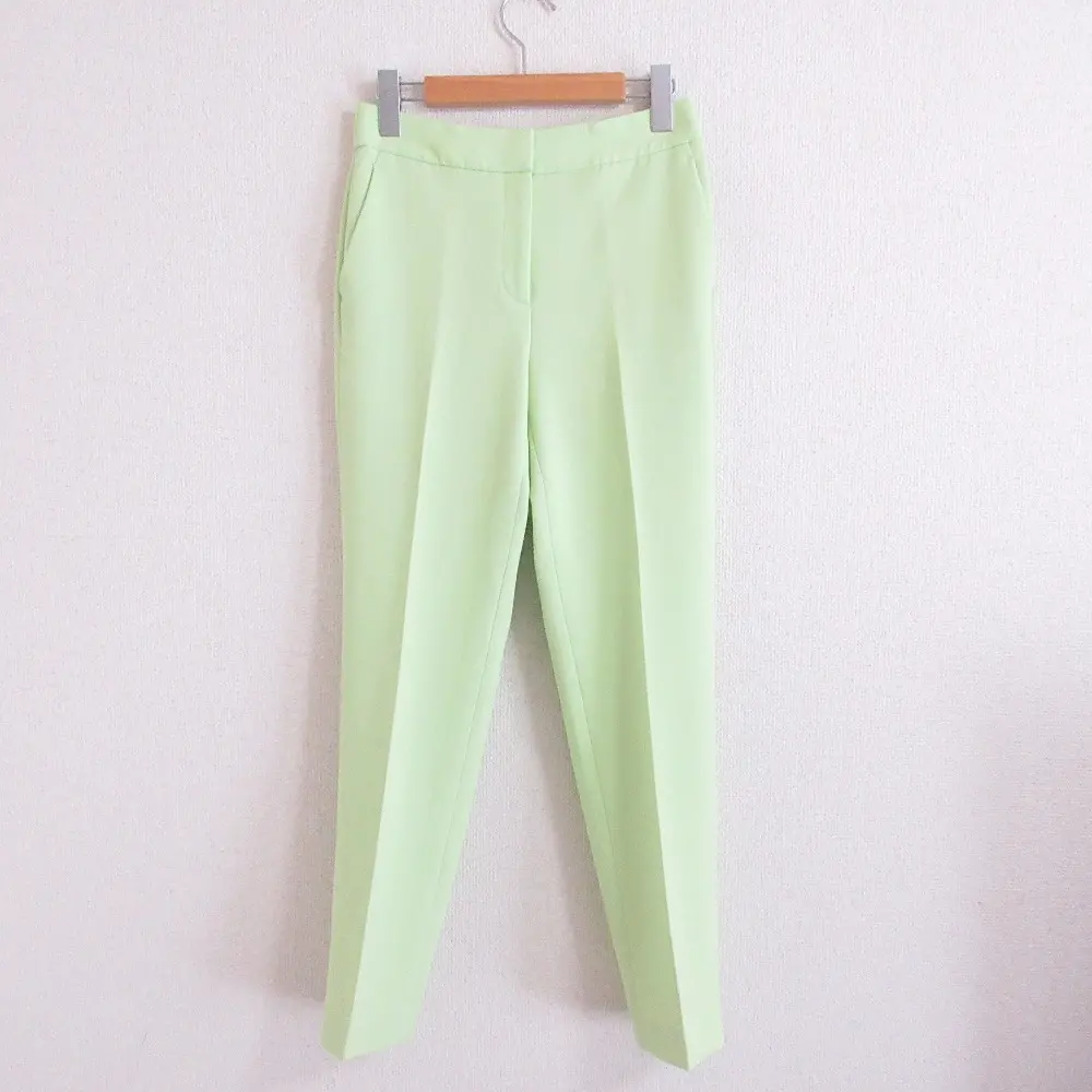 23SS theory luxe セオリーリュクス COSIMO CAROL2 ストレッチ テーパード スリムパンツ スラックス 36 ライトライム グリーン系