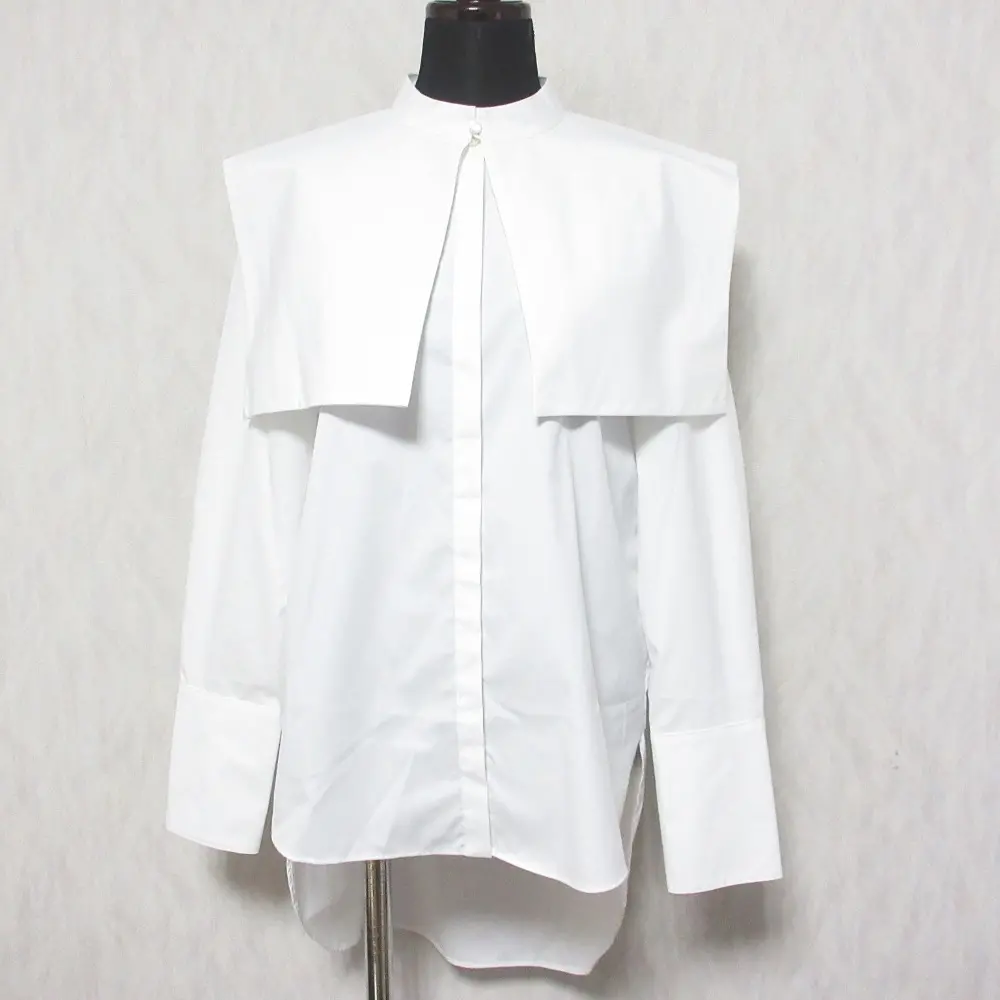 22SS theory luxe セオリーリュクス Neige Estel 2way スクエアカラー ロングスリーブ 長袖 ブラウス シャツ 38 ホワイト