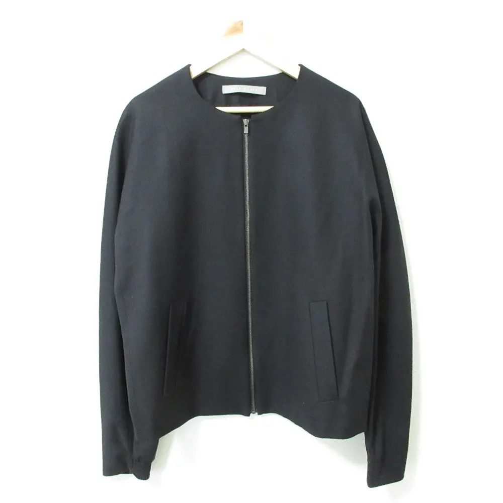 21AW theory luxe セオリーリュクス New Saxony Nuela ウール ストレッチ ノーカラー ジップ ジャケット ブルゾン 38 ブラック