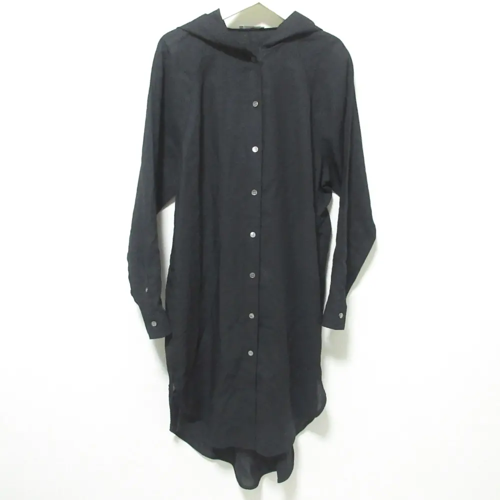 21AW theory luxe セオリーリュクス PRESTON GUNNAR ウール 長袖 フーデッド シャツワンピース チュニック 38 ブラック