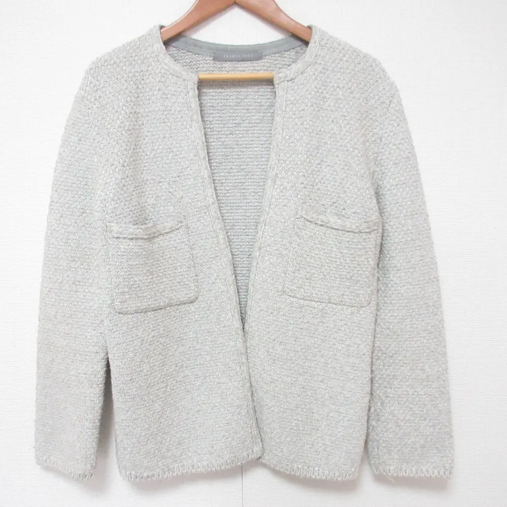 23SS Theory luxe セオリーリュクス SPLENDO POSH ノーカラー ツイードジャケット サイズ38 グレー