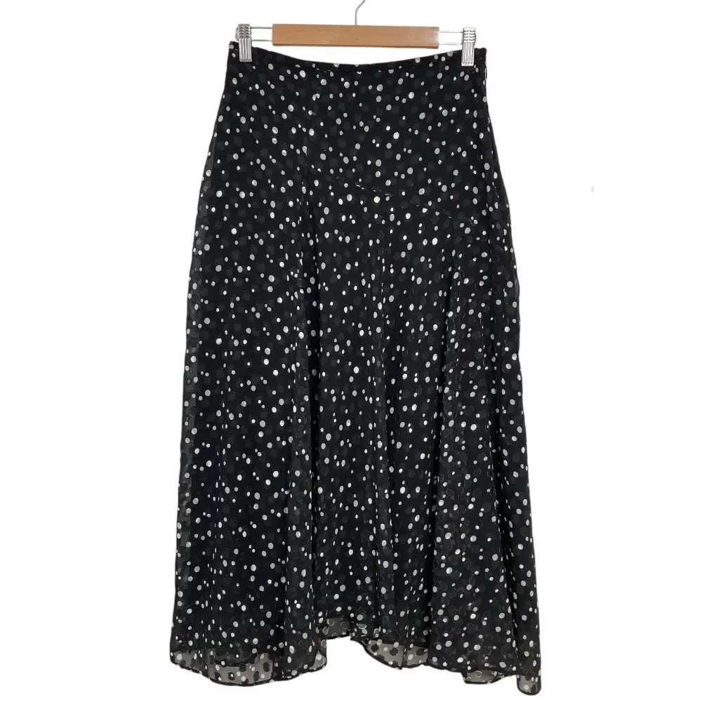 22SS theory luxe セオリーリュクス  SHEER DOT JQ MIDIE ドットジャガード ロング フレア シアースカート 38 ブラック