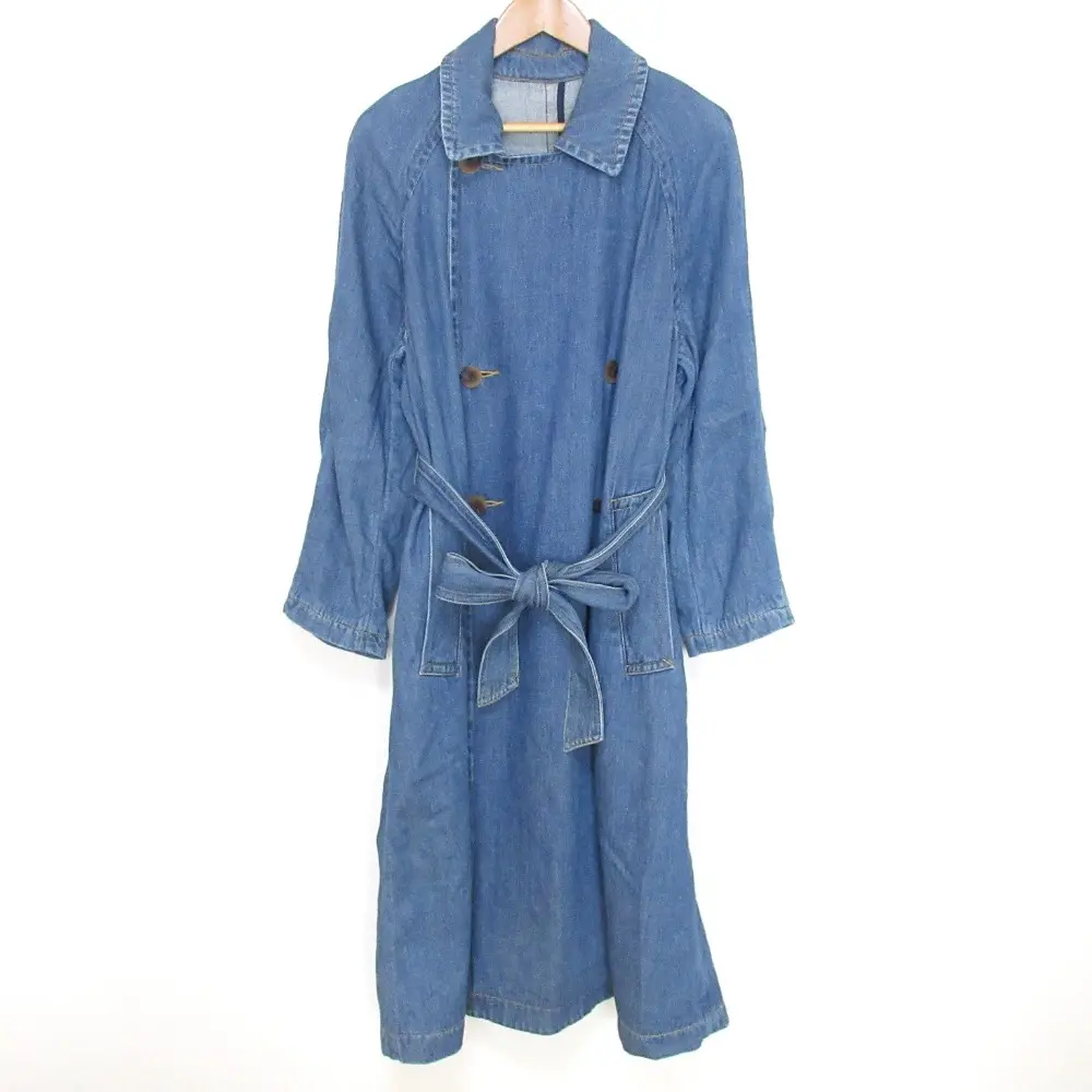 Theory luxe セオリーリュクス CELLULAR DENIM DANIELA デニム ベルト付き トレンチコート 38 インディゴブルー