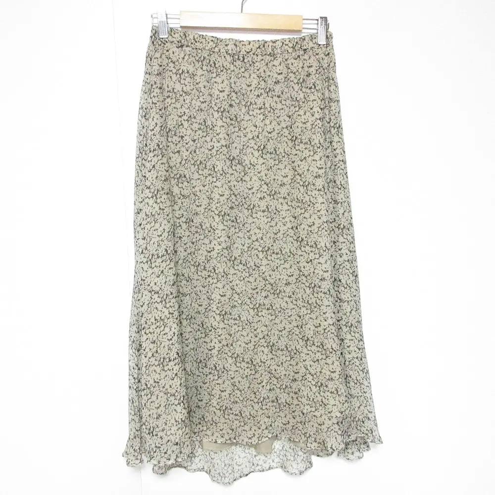 Theory luxe セオリーリュクス FLORAL CREPON BORA F フローラルプリント シルク ロングスカート 38 ベージュ ブラウン系