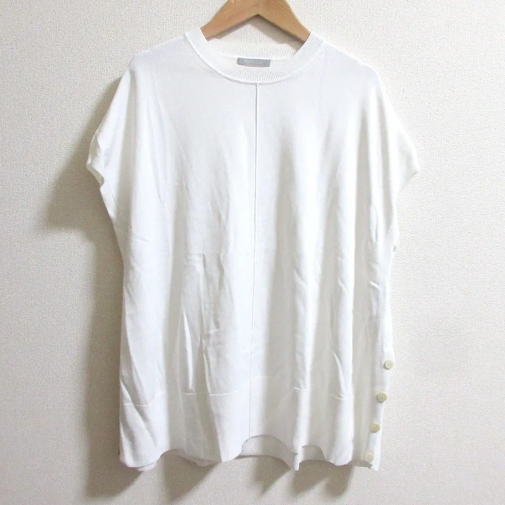 24SS theory luxe セオリーリュクス KENSINGTON CHALROTTE フレンチスリーブ ニット サイズ38 ホワイト