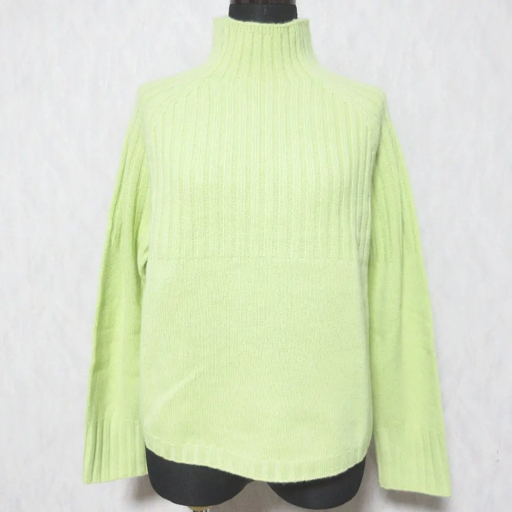 23AW theory luxe セオリーリュクス MORBI STELLA STR カシミヤブレンド ハイネックセーター サイズ32 イエローグリーン