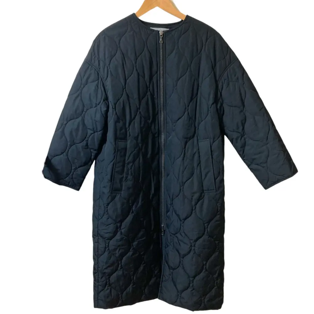 23AW theory luxe セオリーリュクス QUILTED CANVAS HILBY キルティングノーカラーコート 38サイズ ブラック