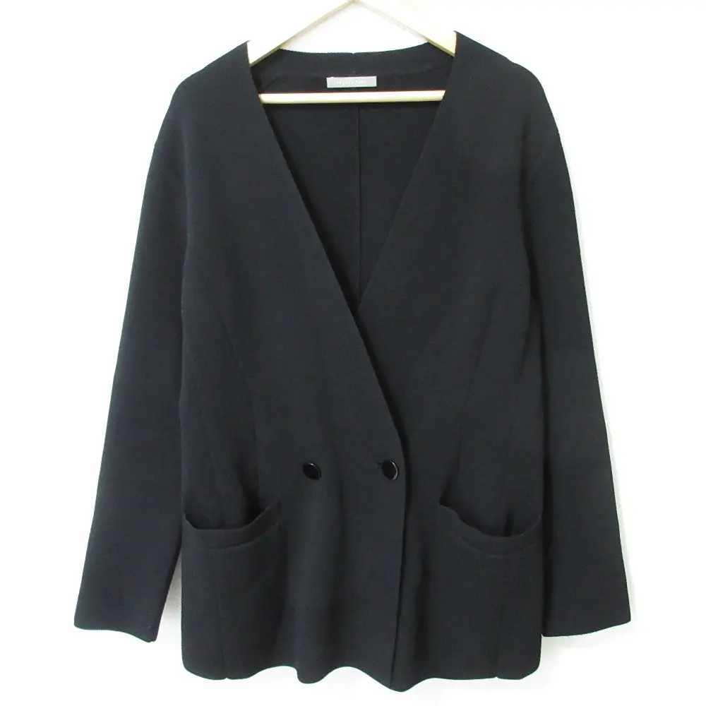 22SS theory luxe セオリーリュクス KENSINGTON MAI ダブルブレスト ノーカラー ニットジャケット サイズ38 ブラック